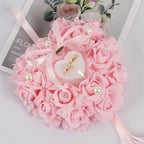 Wedding Ring Pillow Lace Crystal Rose | Love Heart Ring Holder Foam Flower Ring Box for Ceremony Proposal & Valentine's Day Gift in White Beige Pink Purple Red