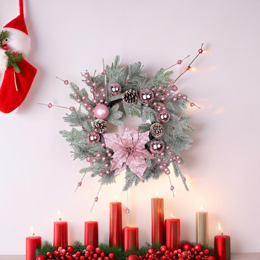 Artificial Christmas Wreath for Front Door | Pine Cone Bow Ball Ornament Winter Indoor Outdoor Home Decor | 5 Styles A-E