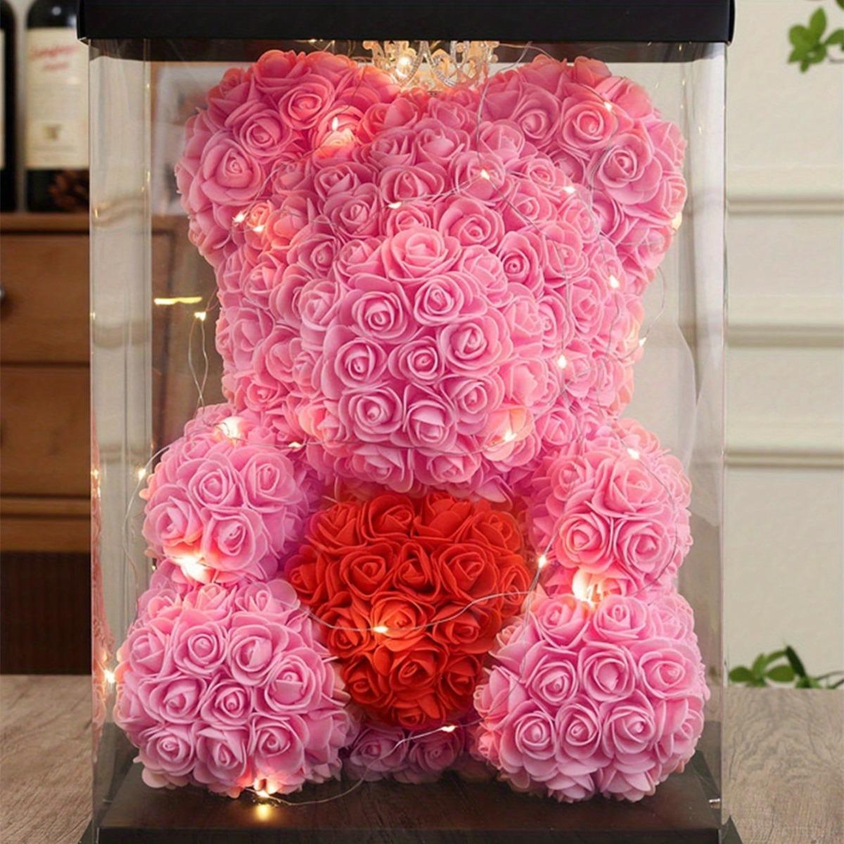 9.8" Rose Petal Teddy Bear Gift for Women | Mother's Day Birthday Valentine's Day in Red Pink White