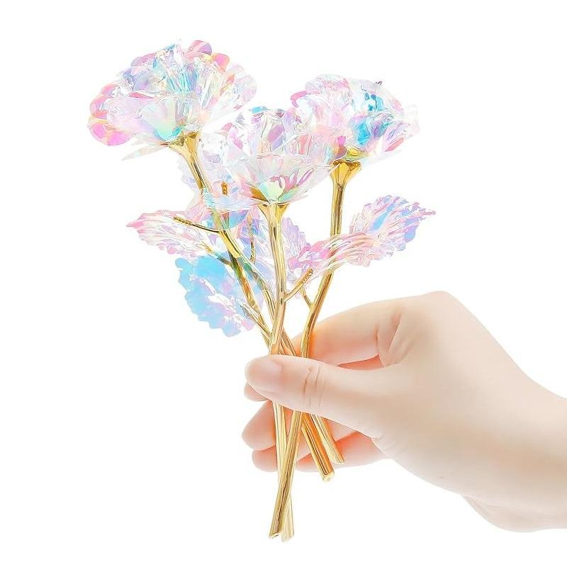 Galaxy crystal roses with love stand display – forever rose set for wedding decor