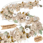 Fall garland with maple leaves pumpkins & berries styled for thanksgiving autumn by IPOPU