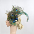 Peacock Feather Fascinator Hair Clip | Rhinestone Hairpin for Cocktail Party Wedding Women & Girls