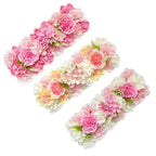 Artificial Orchid Hydrangea Flower Row Wall Panels Set of 2 | Wedding Backdrop Party Decor in White Pink Red