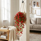 Artificial Hanging Flowers for Outdoors, Morning Glory Artificial Flowers with Eucalyptus Leaves, UV Resistant Fake Flower Realistic Faux Plants for Home Patio Porch Garden