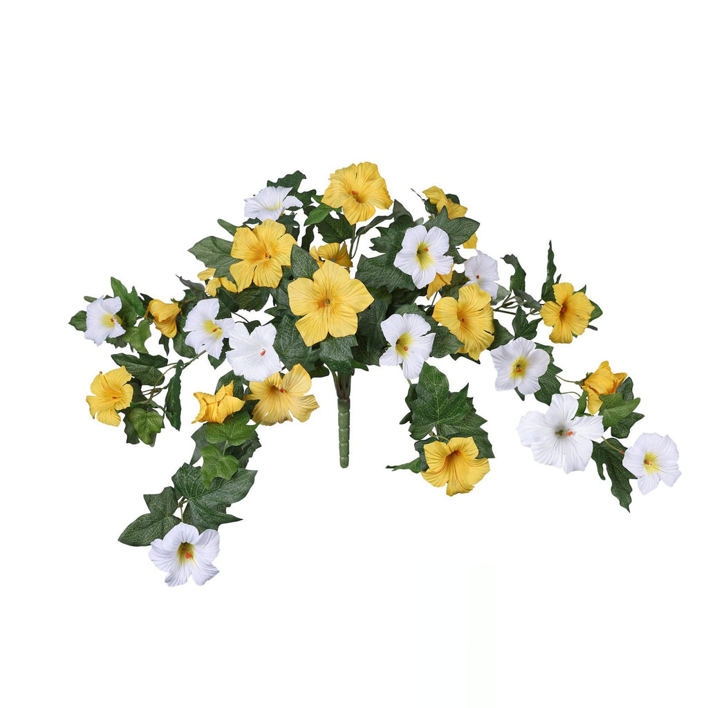 Artificial Hanging Flowers Plants with Basket for Outdoors, Artificial Petunias UV Resistant Petunias Fake Flowers for Outdoor Garden Porch Balcony Decoration