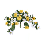 Artificial Hanging Flowers Plants with Basket for Outdoors, Artificial Petunias UV Resistant Petunias Fake Flowers for Outdoor Garden Porch Balcony Decoration