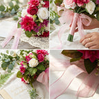 Pink Blush Rose & Peony Bouquet with Eucalyptus | Wedding Bridal Shower Home Decor