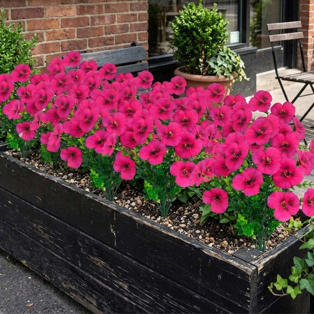 Artificial Pansy Flowers Outdoor Spring Flowers Pansies Wildflower UV Resistant Plants Faux Impatiens for Window Box Wedding Party Outside Garden Porch Decor