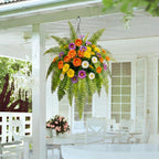 Daisy flower bouquet with fern leaves mixed styled for home garden table by IPOPU