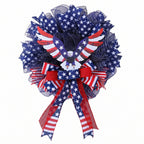 American patriotic eagle mesh wreath with flag bow for front door porch and home decor for 4th of July Memorial Day and Independence Day