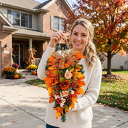 Fall Heart Maple Leaf Door Swag with Sunflowers & Berries