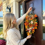 Fall Heart Maple Leaf Door Swag with Sunflowers & Berries