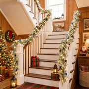 Christmas Mantel Garland with Red Berry Swags