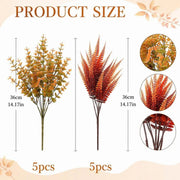 Orange Artificial Boston Fern Bush – UV Resistant, Set of 10