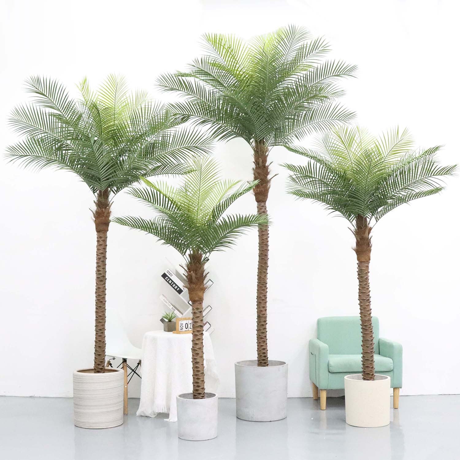 Simulated coconut tree, fake plant landscaping ornaments, indoor large green plant palm tree pot