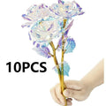 Galaxy crystal colorful rose flowers with love stand set of 10