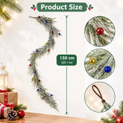 Christmas Mantel Garland with Red Berry Swags