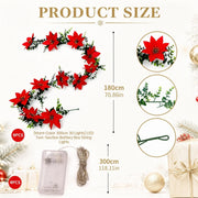 Red Poinsettia Christmas Garland Collection – 4 Pcs
