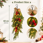 Red Bow Christmas Window Swag Set