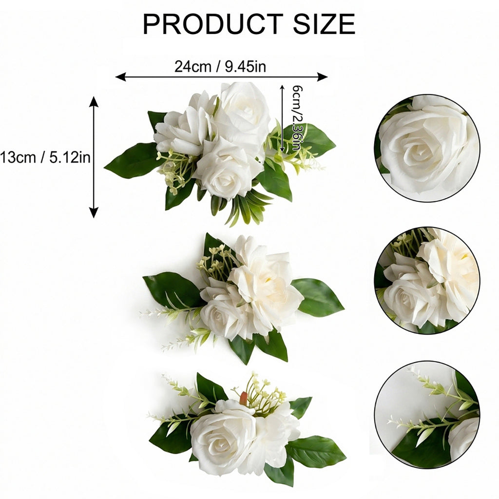 Artificial White Rose and Peony Flower Bouquet Wedding Bridal Shower Decor Bridesmaid Corsage Home Table Centerpiece