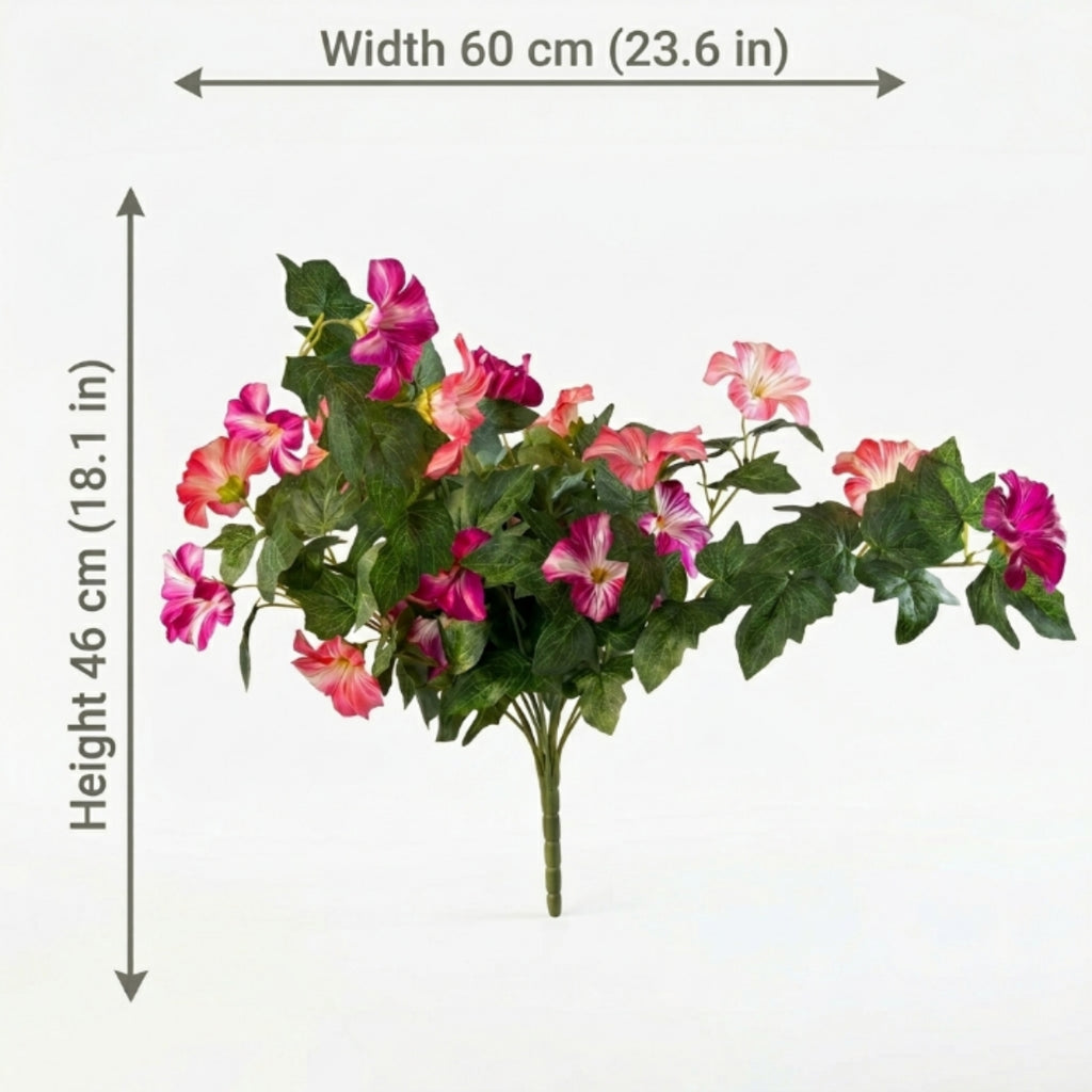 Artificial Hanging Flowers Plants with Basket for Outdoors, Artificial Petunias UV Resistant Petunias Fake Flowers for Outdoor Garden Porch Balcony Decoration