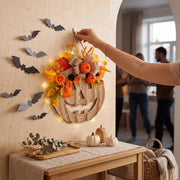 Burlap Pumpkin Pinecone Fall Wreath – Farmhouse, 14in