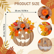 Burlap Pumpkin Pinecone Fall Wreath – Farmhouse, 14in