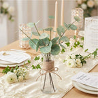 Artificial Eucalyptus Stems in Glass Vase with Faux Water | Faux Greenery for Bathroom Desk Shelf Coffee Table Decor