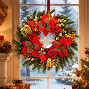 Red Berry Golden Ball Pinecone Christmas Wreath – 18in