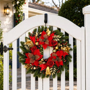 Red Berry Golden Ball Pinecone Christmas Wreath – 18in