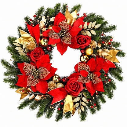 17.7" Christmas Wreath for Front Door | Red Berries, Golden Balls & Pine Cones | Indoor Outdoor Winter DecorChristmas Wreath17.7" Christmas Wreath for Front Door | Red Berries, Golden Balls & Pine Cones | Indoor Outdoor Winter DecorIPOPU