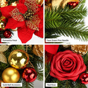 Red Berry Golden Ball Pinecone Christmas Wreath – 18in
