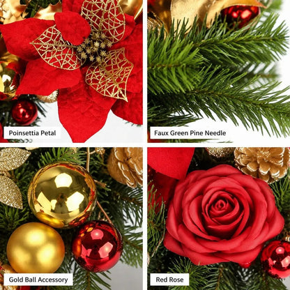 17.7" Christmas Wreath for Front Door | Red Berries, Golden Balls & Pine Cones | Indoor Outdoor Winter DecorChristmas Wreath17.7" Christmas Wreath for Front Door | Red Berries, Golden Balls & Pine Cones | Indoor Outdoor Winter DecorIPOPU