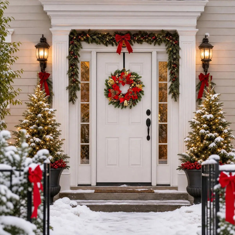 Red Berry Golden Ball Pinecone Christmas Wreath – 18in