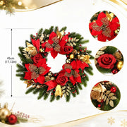 Red Berry Golden Ball Pinecone Christmas Wreath – 18in