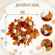 Pumpkin Autumn Foliage Fall Wreath – Farmhouse, 18in