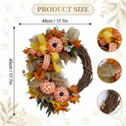 Pumpkin Rustic Harvest Fall Wreath – Farmhouse, 18in