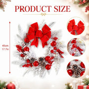 Christmas Wreath with Red Bow, Pine Cones & Berries