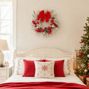 Christmas Wreath with Red Bow, Pine Cones & Berries