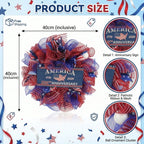 Collection of 250th anniversary patriotic mesh wreath 16" for 4th of july front by IPOPU