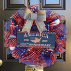 250th anniversary patriotic mesh wreath 16" bundle for 4th of july front by IPOPU
