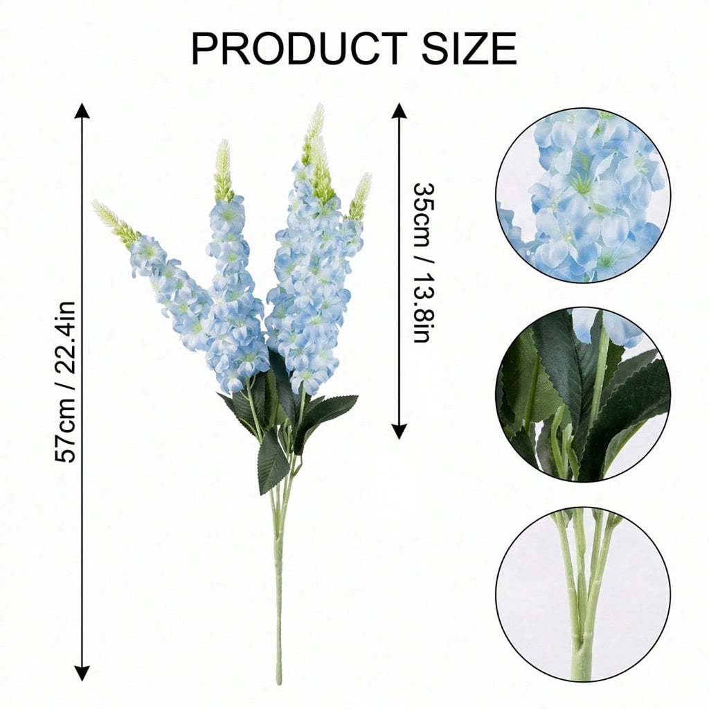 Artificial Delphinium & Hyacinth Stems 22.4in 4pcs | Faux Flowers for Wedding Floral Arrangements Centerpiece Table & Home Decor in White Blue Purple Red