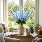 Artificial Delphinium & Hyacinth Stems 22.4in 4pcs | Faux Flowers for Wedding Floral Arrangements Centerpiece Table & Home Decor in White Blue Purple Red
