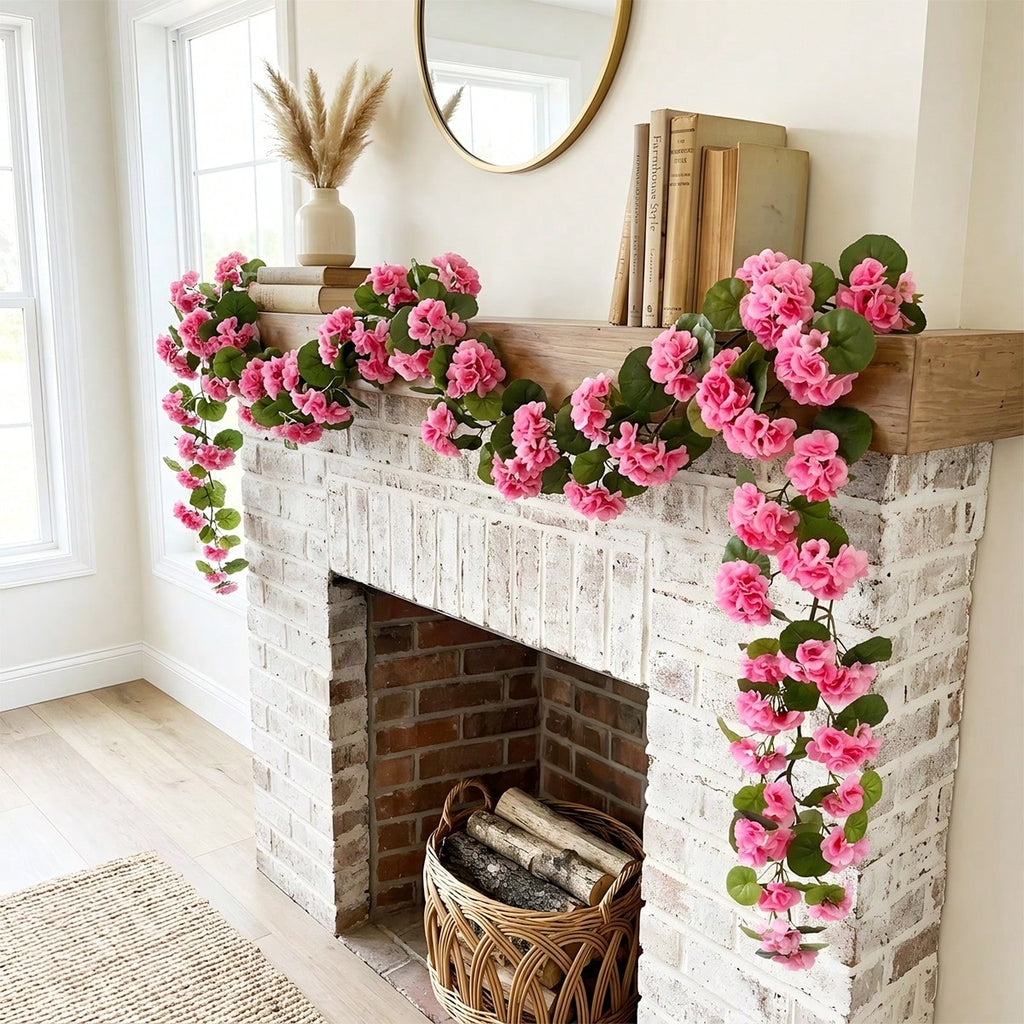 3pcs geranium hanging flower vines UV resistant arranged for faux outdoor spring by IPOPU
