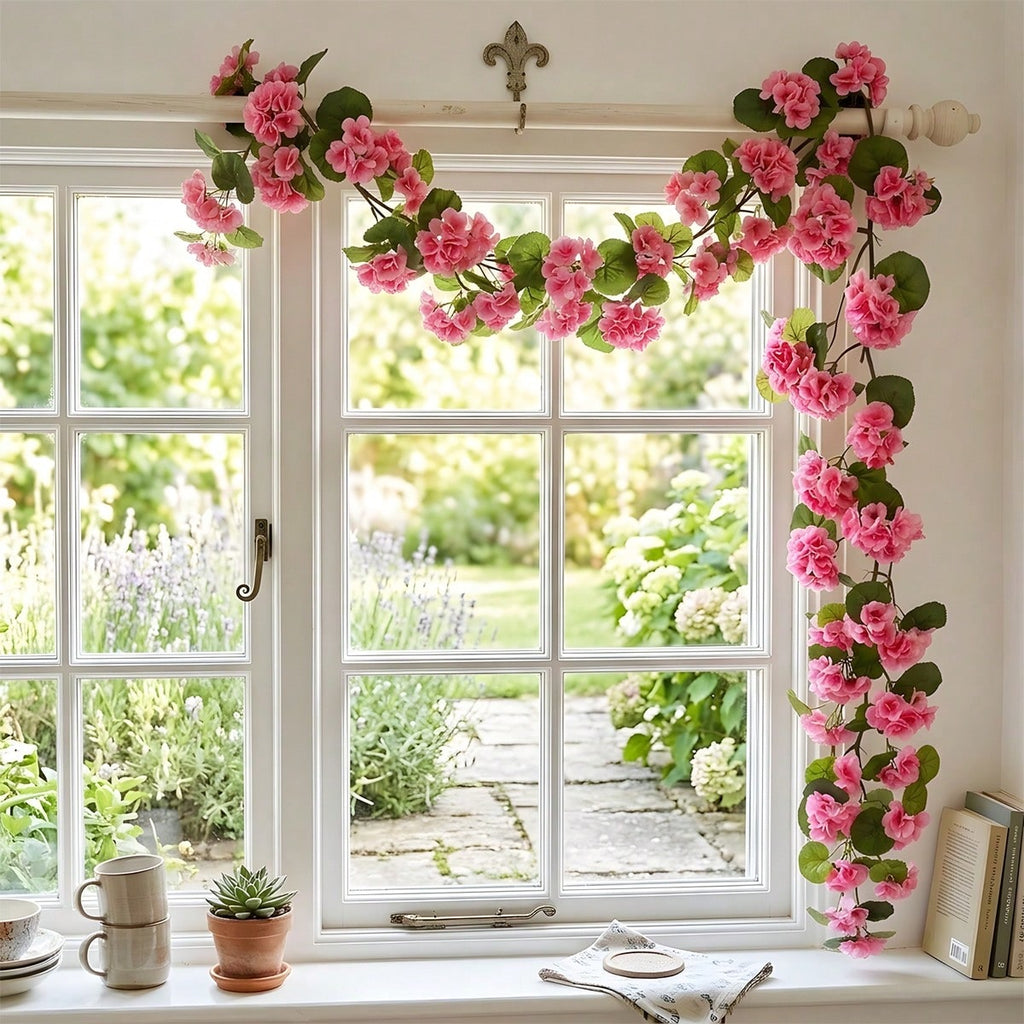 3pcs geranium hanging flower vines UV resistant arranged for faux outdoor spring by IPOPU