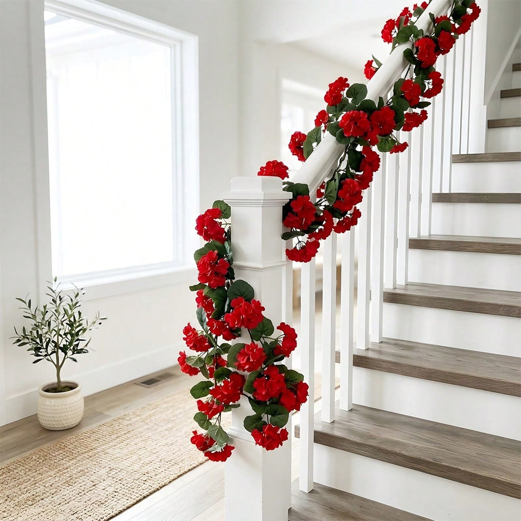 Collection of 3pcs geranium hanging flower vines UV resistant for faux outdoor spring by IPOPU
