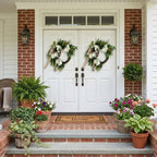 Collection of hydrangea & eucalyptus wreath with bow for rustic farmhouse by IPOPU