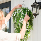 Artificial Hanging Plant Waterfall Fern Garland with White Flowers Wall Basket Indoor Outdoor Home Patio Porch Decoration
