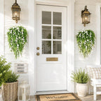 Artificial Hanging Plant Waterfall Fern Garland with White Flowers Wall Basket Indoor Outdoor Home Patio Porch Decoration