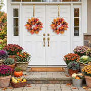 Pumpkin Berry Leaf Fall Wreath – Farmhouse, 20in